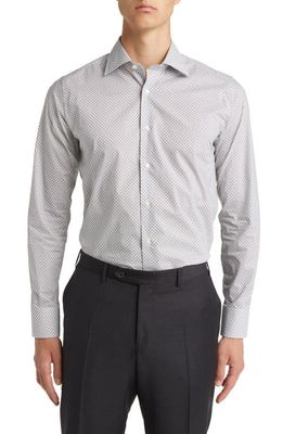 Canali Regular Fit Geometric Print Dress Shirt in Grey