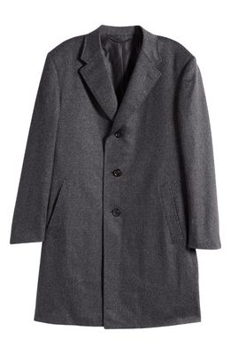 Canali Regular Fit Plaid Cashmere Coat in Grey