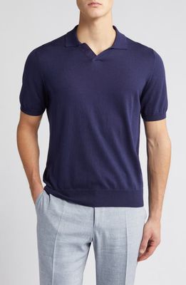 Canali Regular Fit Solid Polo Sweater in Navy