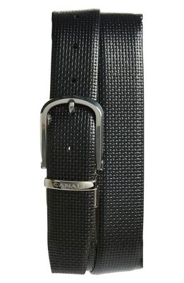 Canali Reversible Calfskin Leather Belt in Black