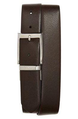 Canali Reversible Calfskin Leather Belt in Brown