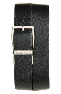 Canali Reversible Leather Belt in Black
