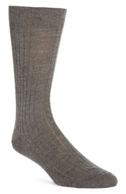 Canali Ribbed Cashmere & Silk Dress Socks in Grey