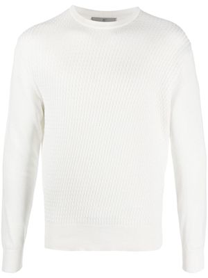 Canali ribbed-knit organic-cotton jumper - White