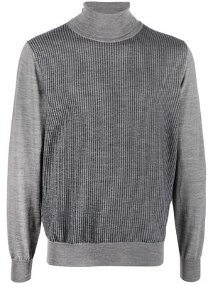 Canali ribbed-knit roll-neck jumper - Grey