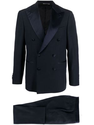 Canali satin-trim double-breasted suit - Blue