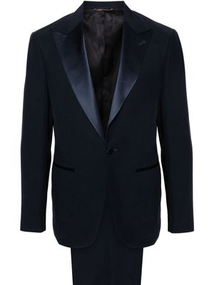 Canali satin-trim single-breasted suit - Blue