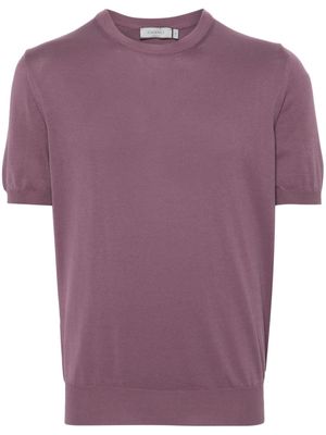 Canali short-sleeve fine-knit jumper - Purple