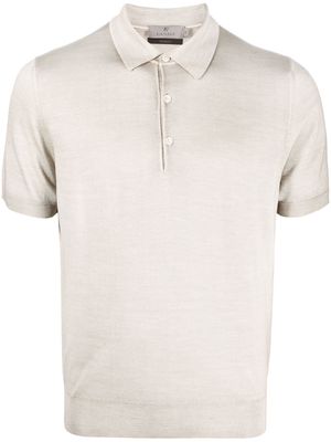 Canali short-sleeved knitted polo shirt - Neutrals