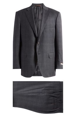 Canali Siena Plaid Regular Fit Wool Suit in Grey