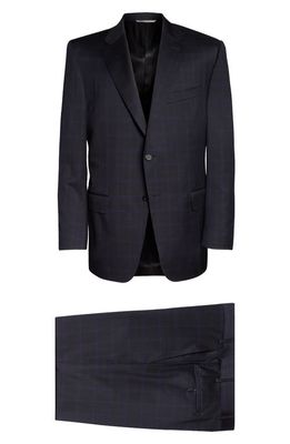 Canali Siena Plaid Wool & Silk Suit in Charcoal