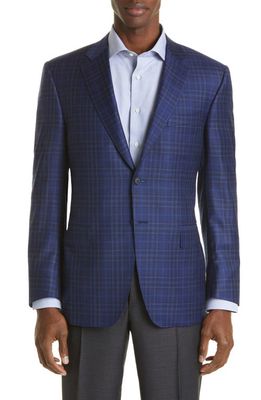 Canali Siena Plaid Wool Sport Coat in Blue
