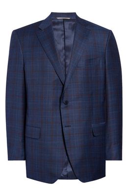 Canali Siena Plaid Wool Sport Coat in Dark Blue