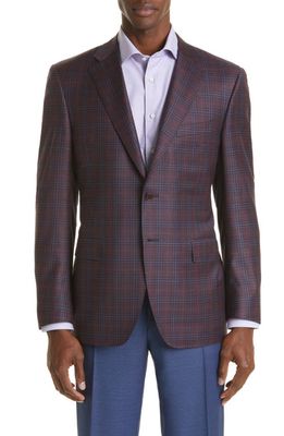 Canali Siena Plaid Wool Sport Coat in Pink/Red