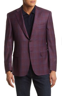 Canali Siena Plaid Wool Sport Coat in Red
