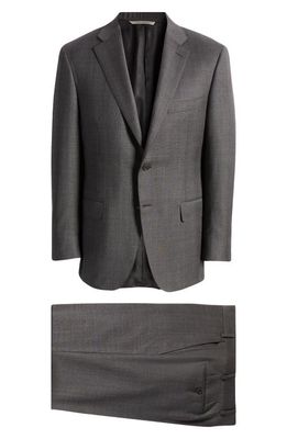 Canali Siena Plaid Wool Suit in Grey