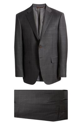 Canali Siena Regular Fit Check Wool Suit in Charcoal