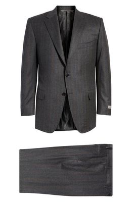 Canali Siena Shadow Stripe Wool & Cashmere Suit in Grey