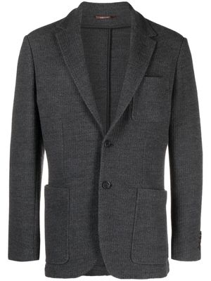 Canali single-breasted ribbed-knit blazer - Grey