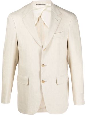 Canali single-breasted wool-linen blazer - Neutrals