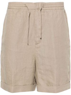 Canali slub-texture linen shorts - Neutrals