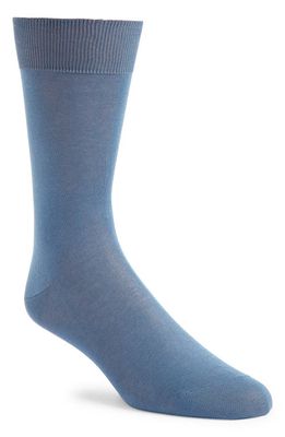 Canali Solid Cotton Dress Socks in Blue