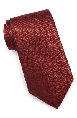 Canali Solid Silk Jacquard Tie in Bright Red