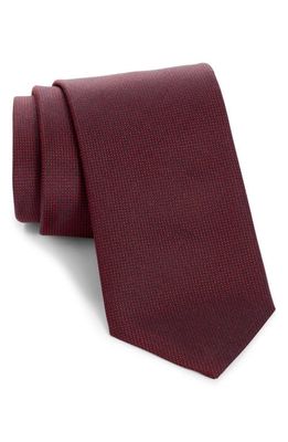 Canali Solid Silk Tie in Dark Red