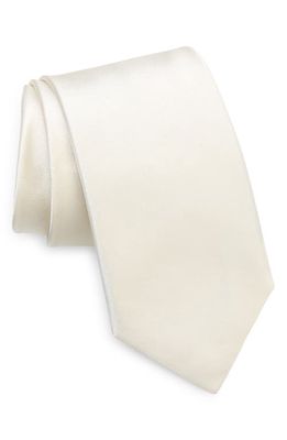 Canali Solid Silk Tie in White