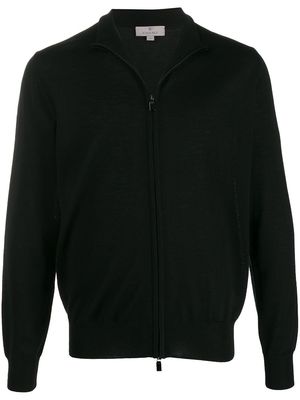 Canali stand collar zip-front cardigan - Black