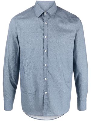 Canali star-print cotton shirt - Blue