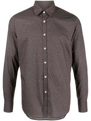 Canali star-print cotton shirt - Brown