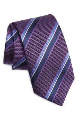 Canali Stripe Silk Jacquard Tie in Purple
