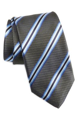 Canali Stripe Silk Tie in Charcoal