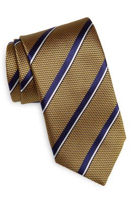 Canali Stripe Silk Tie in Yellow