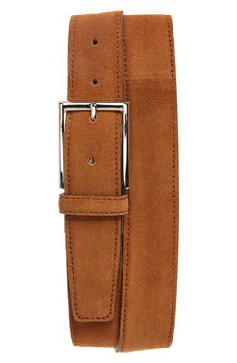 Canali Suede Calfskin Leather Belt in Light Brown