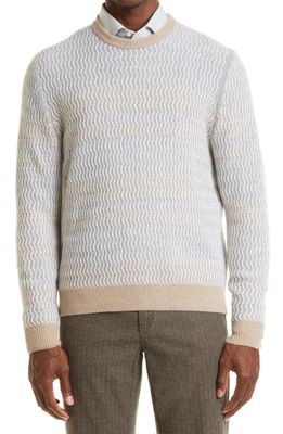 Canali Textured Wool & Cashmere Sweater in Beige