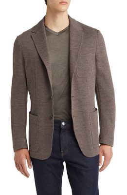 Canali Trim Fit Cotton & Wool Blend Jersey Sport Coat in Brown