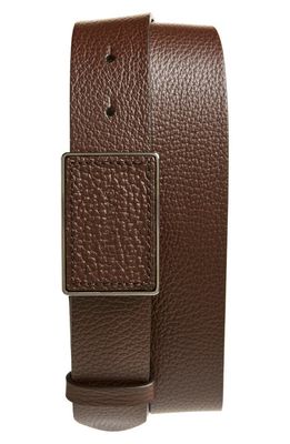 Canali Tumbled Calfskin Leather Belt in Brown