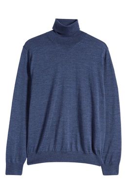 Canali Turtleneck Wool Sweater in Blue