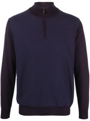 Canali two-tone quarter-zip jumper - Purple