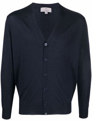 Canali V-neck knitted cardigan - Blue