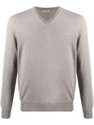 Canali V-neck long-sleeved jumper - Neutrals