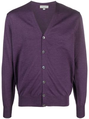 Canali V-neck merino-wool cardigan - Purple