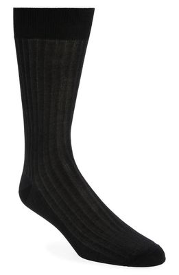 Canali Vanise Ribbed Cotton Dress Socks in Charcoal