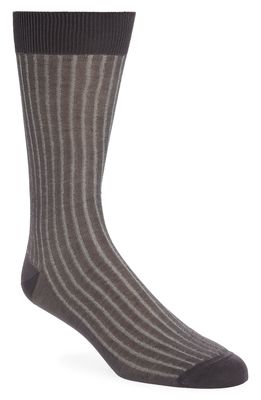 Canali Vanise Ribbed Cotton Dress Socks in Grey