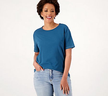Candace Cameron Bure Short-Sleeve Top with Contrast Stitch