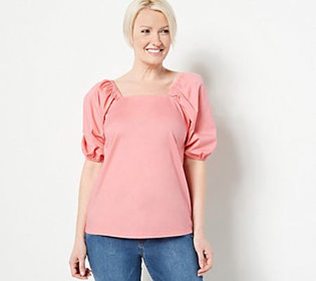 Candace Cameron Bure Square Neck Balloon Sleeve Top