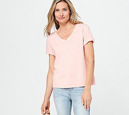 Candace Cameron Bure The Sunkissed Garment Dyed Linen Blend Tee