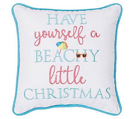 C&F Home 10" x 10" Beachy Little Christmas Embr oidered Pillow